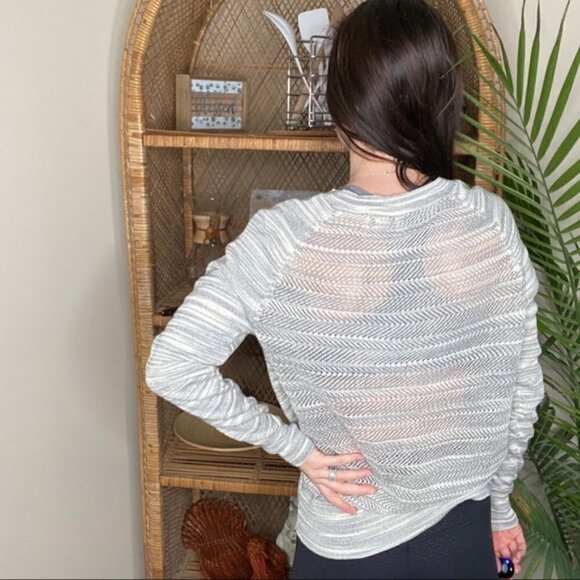 Anthropologie Moth Marled Gray V-Neck Sheer Back Sweater - Picture 3 of 5